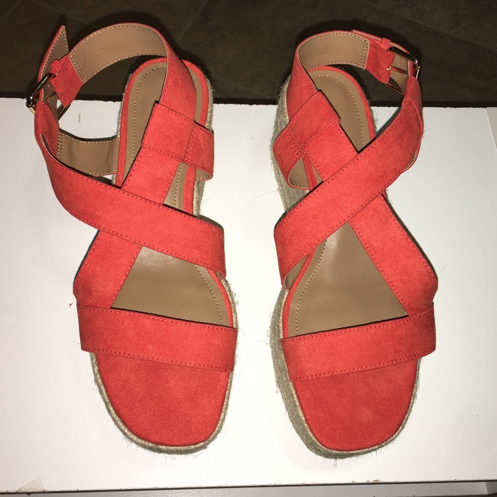 H&M Orange Wedge Sandal, Size 8.5 - Picture 2 of 12